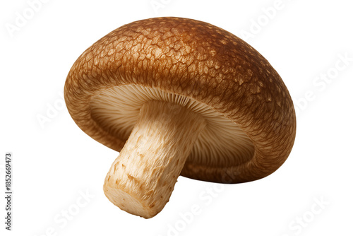 Organic Shiitake Mushroom Showing Natural Texture and Gills Isolated on a Transparent Background