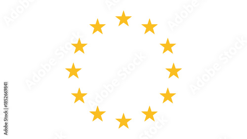 Circle of twelve golden stars on a white background, representing unity and collaboration