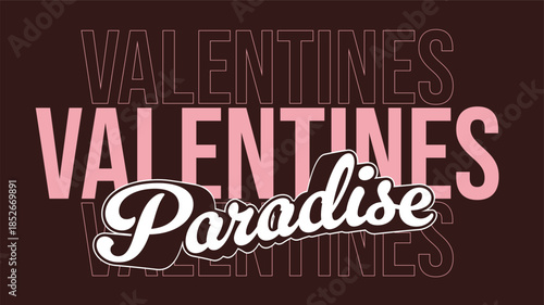Bold Modern Style Valentine Celebration Typography art with Calligraphy in white color,  Pink and Dark Red Color Tone, Flat Banner