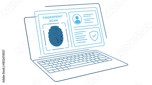 Digital identity verification using fingerprint scan on a laptop screen
