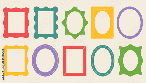 Colorful frames with various shapes and borders squares