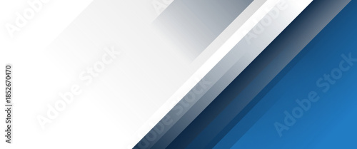 White and blue modern abstract wide banner with geometric shapes. Dark blue and white abstract background. Vector illustration