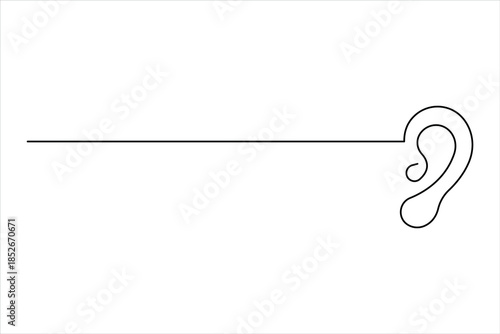 Human ear continuous one line drawing. World deaf day ear one line design vector illustration