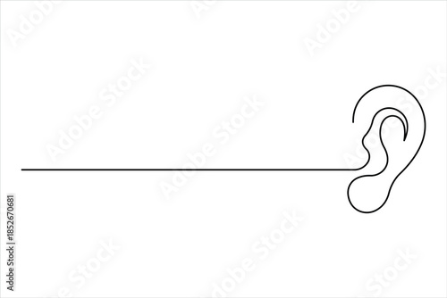 Human ear continuous one line drawing. World deaf day ear one line design vector illustration