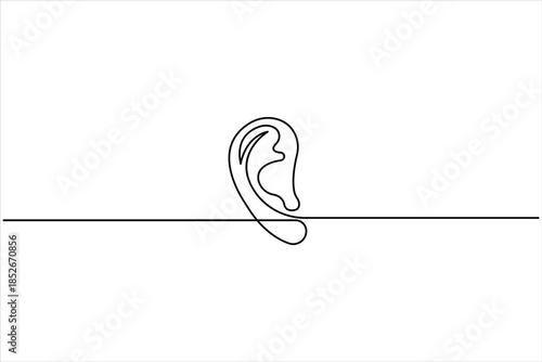 Human ear continuous one line drawing. World deaf day ear one line design vector illustration