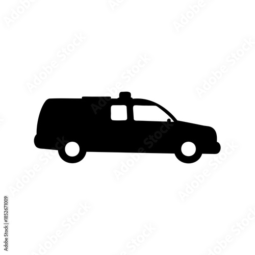 Silhouette of a Black Police Car, Law Enforcement, Criminal Justice Vehicle