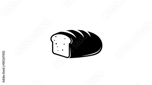 Minimalist Black and White Loaf of Bread Icon