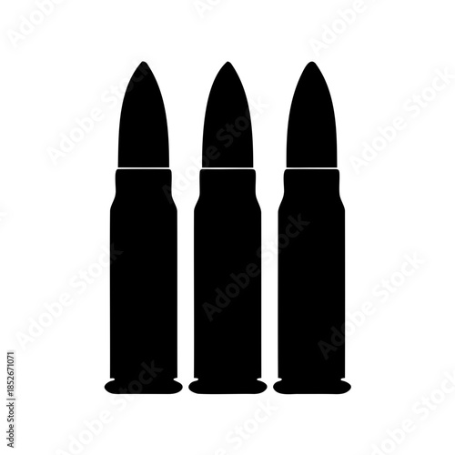 Three bullets in black and white simple military ammunition illustration