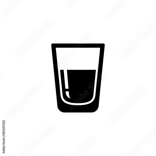 Minimalist shot glass icon with partial liquid fill for drinks