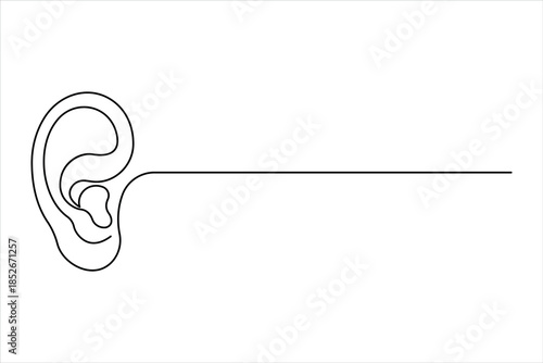 Human ear continuous one line drawing. World deaf day ear one line design vector illustration