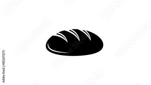 Minimalist black loaf of bread silhouette on a white background