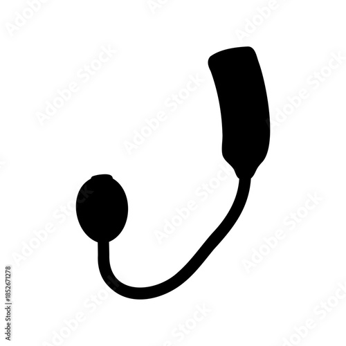 Black silhouette illustration of a hearing aid device for the deaf