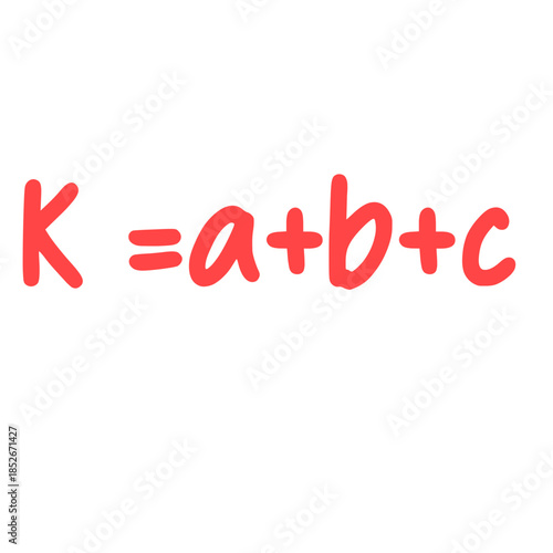 Cute handwritten sum formula icon, great for elementary math, flashcards, or illustrating basic, clear, and playful arithmetic equation designs.