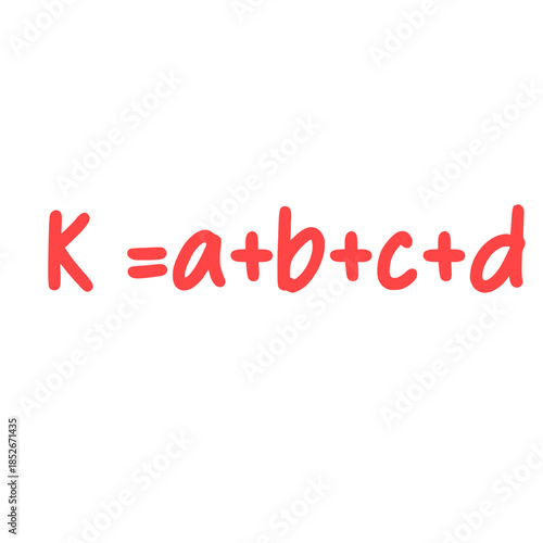 Cute handwritten sum formula icon, ideal for arithmetic classes, exercises, or illustrating basic, clear, and playful addition equation designs.