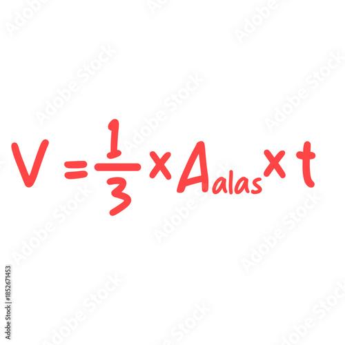 Cute handwritten volume formula icon, great for geometry classes, exercises, or illustrating clear, simple, and playful 3D calculation designs.