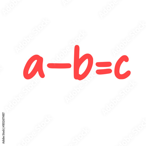 Cute handwritten subtraction formula icon, perfect for elementary math, practice sheets, or illustrating basic, clear, and engaging arithmetic designs.