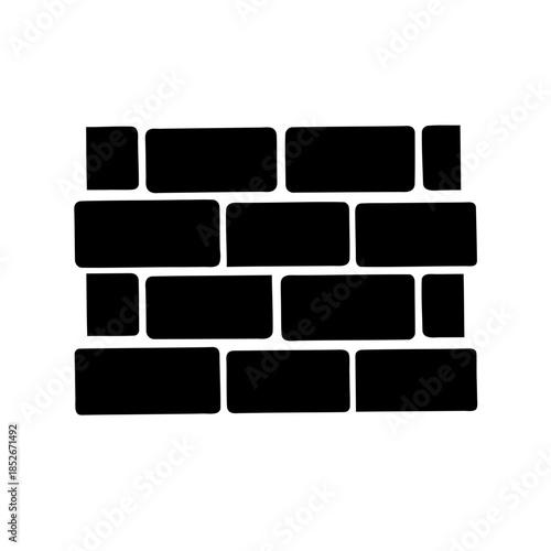 Stylized black brick wall pattern on a white background simple design