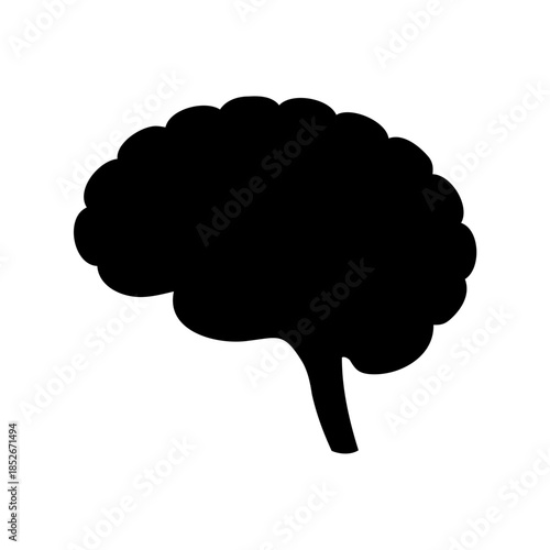 Silhouette of the human brain representing intelligence and cognitive function, black on white