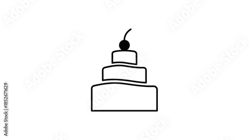 Minimalist Black and White Tiered Cake with Cherry on Top