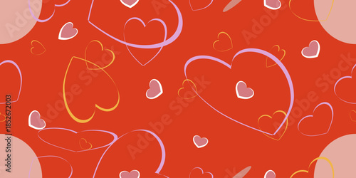 Red Heart Seamless Vector Pattern Romantic Love Fabric Design