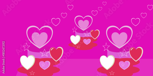 Seamless pink heart vector pattern with romantic sweet tone. Cute love background for fabric, textile, wrapping paper, Valentine design, wallpaper and digital products. Ready to use.