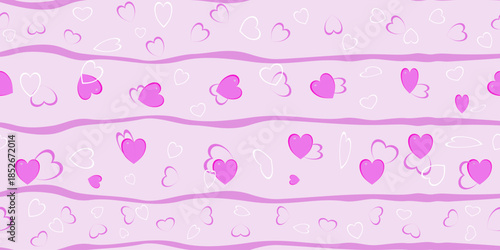 Seamless pink heart vector pattern with romantic sweet tone. Cute love background for fabric, textile, wrapping paper, Valentine design, wallpaper and digital products. Ready to use.