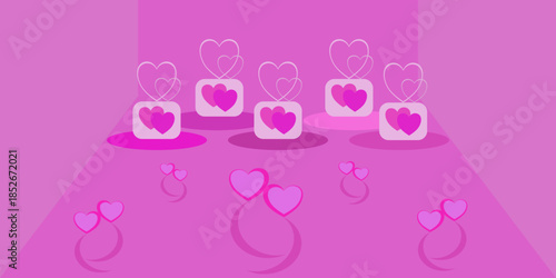 Seamless pink heart vector pattern with romantic sweet tone. Cute love background for fabric, textile, wrapping paper, Valentine design, wallpaper and digital products. Ready to use.
