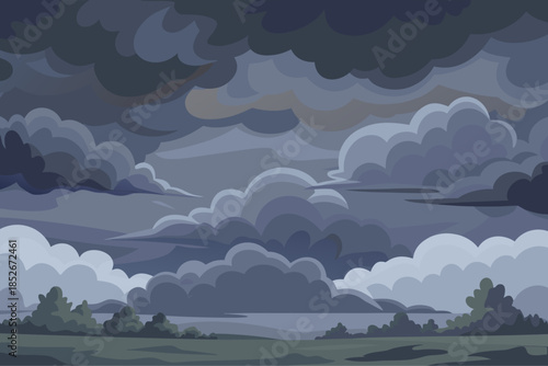 Dramatic Overcast Sky with Moody Gray Clouds and Atmosphere