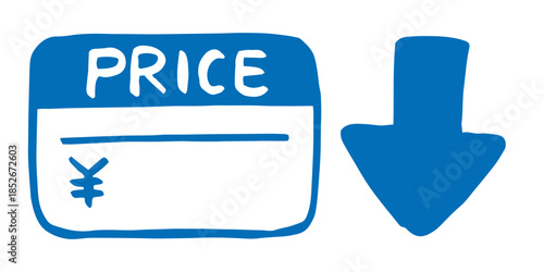 Price Tag with Down Arrow Vector – Deflation and Falling Prices Concept