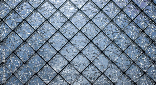 Abstract Shattered Glass Pattern in a Diamond Grid Frame