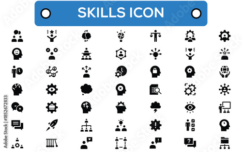 A comprehensive collection of skill icons representing professional and personal competencies