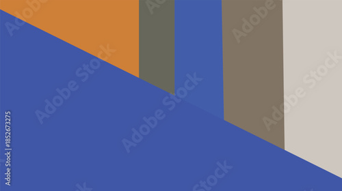 Abstract blue background vector illustration of an empty 3d office room with a light floor and open door leading into a modern business corridor