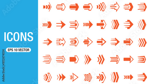 Set of modern high speed arrow icons for dynamic motion and interface navigation