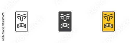 Tiki mask line, solid and colorful different style icon set pack
