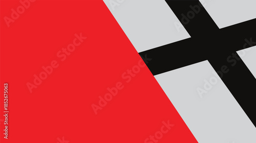 Red business button and 3D vector icon set featuring a waving flag of Denmark and flag of Switzerland as a paper banner symbol design template