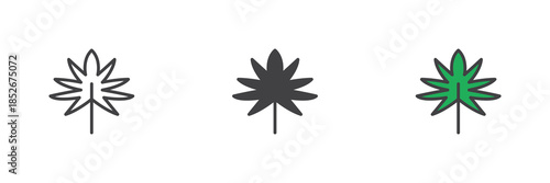 Palm leaf line, solid and colorful different style icon set pack