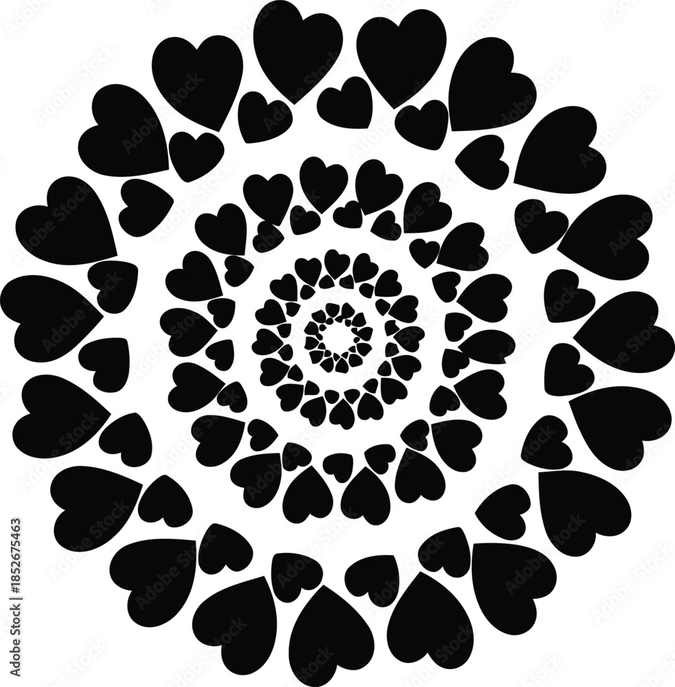 Fototapeta premium Black and white heart mandala pattern Vector