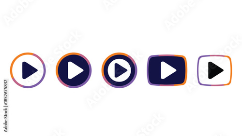 Play button icons for video and media playback on white background