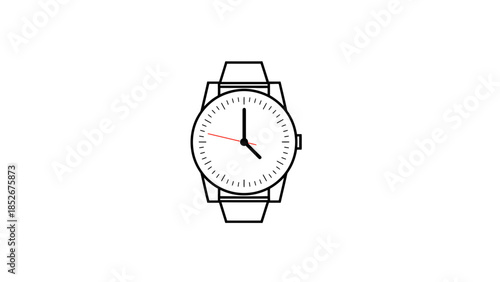 Simple minimalist watch illustration with white face and black lines