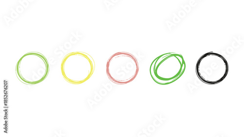 Colorful rubber bands in a row on white background, isolated objects