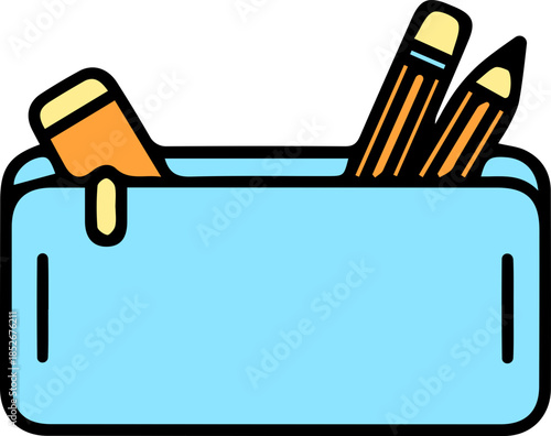 Colorful pencil case with art supplies