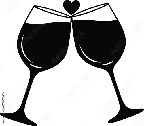Romantic wine glass clinking illustration Vector