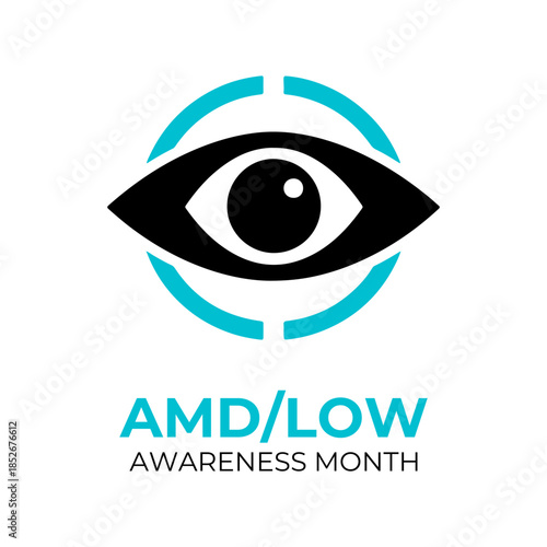 AMDLow or AMD Low Vision Awareness Month is every year in February. Design for banner, cards, prints, social media, poster, flyer and background design template.