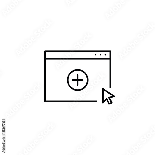 New task, screen add, app install, workspace update. Plus on web page. Pixel perfect, editable stroke vector icon