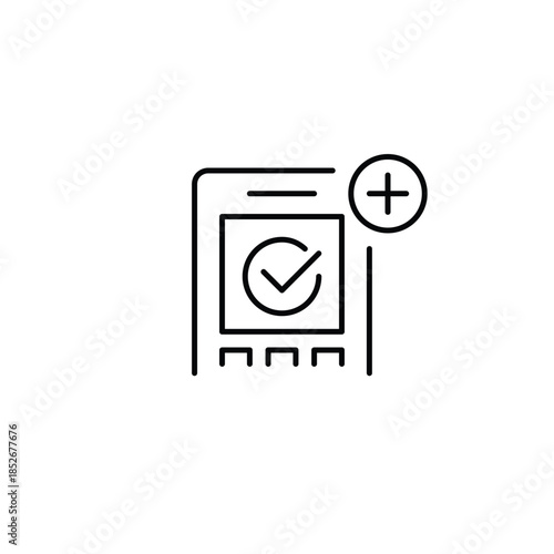 Contactless payment approved and plus symbol. Scan verified. Pixel perfect, editable stroke vector icon