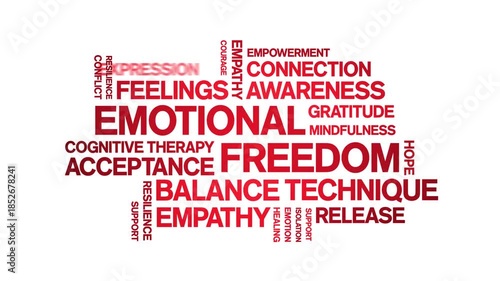 Emotional Freedom animated word cloud-text design animation tag kinetic typography seamless loop.
