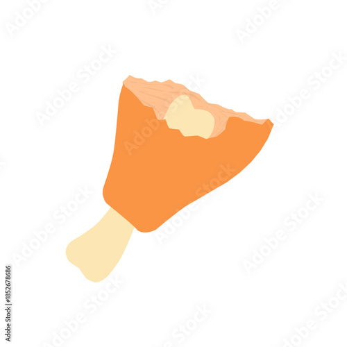 Illustration of a bitten chicken thigh. Flat design of a chicken thigh. Chicken meat
