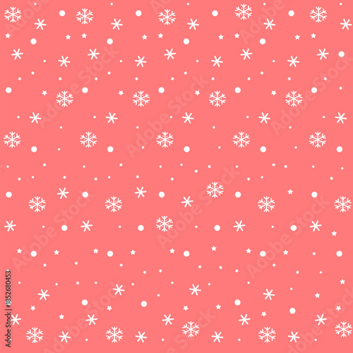 Snowflakes pattern on red background