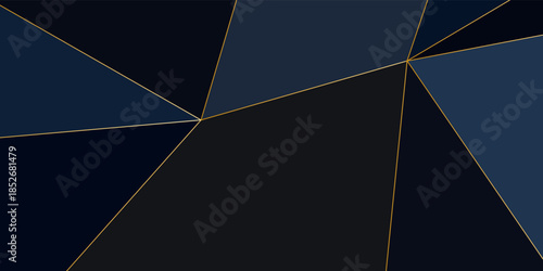 Black dark Premium background with luxury polygonal pattern and gold triangle lines. Low poly gradient shapes luxury gold lines vector. Black Friday background, premium triangle polygons design