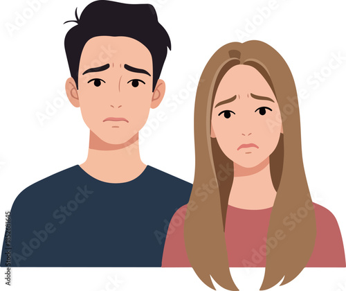 Sad Man and Woman Expressing Disappointment Flat Design Illustration